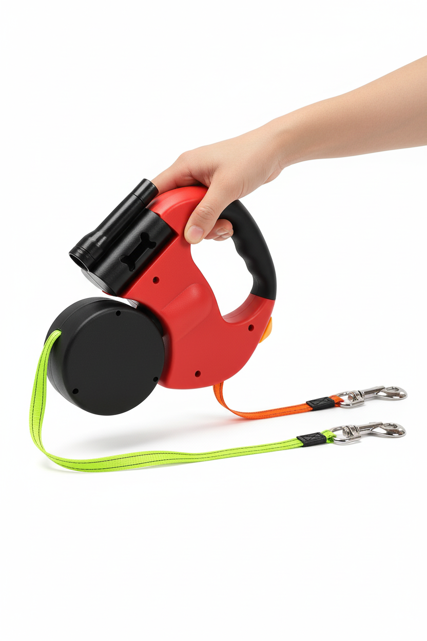 Red Dual Retractable Dog Leash